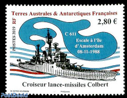 French Antarctic Territory 2019 Colbert Missile Lancer Cruiser 1v, Mint NH, Transport - Ships And Boats - Nuevos