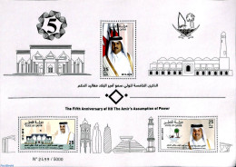 Qatar 2018 5th Anniv. Of The Amir's Assumption Of Power 3v M/s, Mint NH, History - Transport - Kings & Queens (Royalty.. - Koniklijke Families