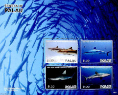 Palau 2019 Sharks 4v M/s, Mint NH, Nature - Fish - Sharks - Vissen