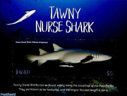Tuvalu 2018 Tawny Nurse Shark S/s, Mint NH, Nature - Fish - Sharks - Vissen