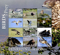Penrhyn 2018 Birds Of Prey 12v M/s, Mint NH, Nature - Birds - Birds Of Prey - Penrhyn