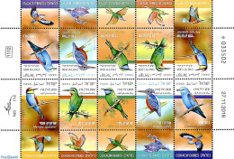 Israel 2019 Birds M/s, Mint NH, Nature - Birds - Kingfishers - Unused Stamps (with Tabs)