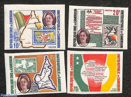 Cameroon 1973 United Republic 4v,  Imperforated, Mint NH, Various - Stamps On Stamps - Maps - Briefmarken Auf Briefmarken