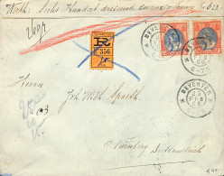 Netherlands 1906 Registered Valued Letter From Deventer To Nürnberg, 2x25c Bontkraag, Postal History - Cartas & Documentos