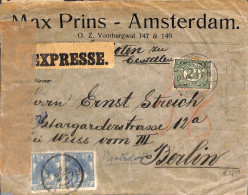 Netherlands 1918 Censored Express Mail Letter From Amsterdam To Berlin, Postal History, Censored Mail - Cartas & Documentos
