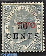 Belize/British Honduras 1888 Red Overprint TWO On 50 Cents On 1 Shilling 1v, Unused (hinged) - Britisch-Honduras (...-1970)