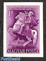 Hungary 1955 Postal Museum 1v, Imperforated, Unused (hinged), Nature - Horses - Post - Art - Museums - Neufs