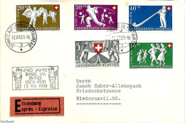 Switzerland 1951 Express Letter From Automobil Postbureau With Set, Postal History - Covers & Documents