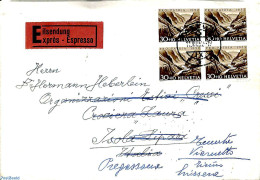 Switzerland 1952 Express Letter From WATTWIL To Isola Lipari, Forwarded To Pregassond, Postal History - Covers & Documents