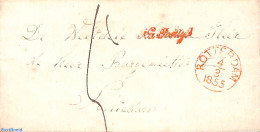 Netherlands 1855 Folding Letter From ROTTERDAM To SCHIEDAM, NA POSTTIJD, Postal History - Covers & Documents