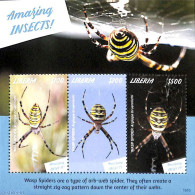 Liberia 2019 Insects, Wasp Spider 3v M/s, Mint NH, Nature - Insects - Autres & Non Classés