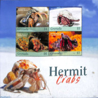 Grenada 2019 Hermit Crabs 4v M/s, Mint NH, Nature - Shells & Crustaceans - Crabs And Lobsters - Maritiem Leven