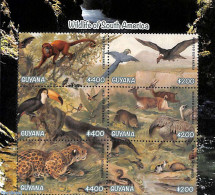 Guyana 2019 Wildlife Of South America 6v M/s, Mint NH, Nature - Animals (others & Mixed) - Birds - Cat Family - Monkeys - Guyane (1966-...)