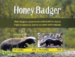 Gambia 2019 Honey Badger 2v M/s, Mint NH, Nature - Animals (others & Mixed) - Wild Mammals - Gambia (...-1964)