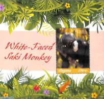 Guyana 2019 White Faced Saki Monkey S/s, Mint NH, Nature - Animals (others & Mixed) - Monkeys - Wild Mammals - Guiana (1966-...)