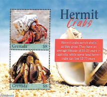 Grenada 2019 Hermit Crab 2v M/s, Mint NH, Nature - Shells & Crustaceans - Crabs And Lobsters - Mundo Aquatico