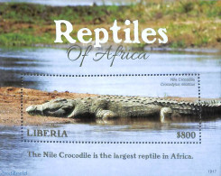 Liberia 2019 Nile Crocodile S/s, Mint NH, Nature - Animals (others & Mixed) - Crocodiles - Reptiles - Autres & Non Classés