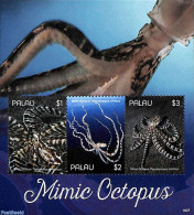 Palau 2019 Mimic Octopus 3v M/s, Mint NH, Nature - Fish - Fishes