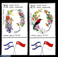Israel 2019 Joint Issue Singapore 2v, Mint NH, Nature - Various - Birds - Butterflies - Flowers & Plants - Joint Issues - Unused Stamps (with Tabs)