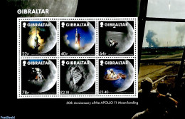 Gibraltar 2019 50 Years Moonlanding 6v M/s, Mint NH, Transport - Ships And Boats - Space Exploration - Barcos