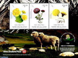 New Zealand 2019 Mountain Flora, Wuhan Exhibition S/s, Mint NH, Nature - Flowers & Plants - Philately - Ongebruikt