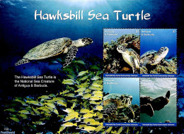Antigua & Barbuda 2017 Hawksbill Sea Turtle 4v M/s, Mint NH, Nature - Reptiles - Turtles - Antigua And Barbuda (1981-...)