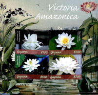 Guyana 2019 Victoria Amazonica 4v M/s, Mint NH, Nature - Flowers & Plants - Guiana (1966-...)