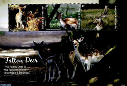 Antigua & Barbuda 2017 Fallow Deer 3v M/s, Mint NH, Nature - Animals (others & Mixed) - Deer - Antigua Et Barbuda (1981-...)