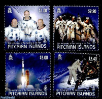 Pitcairn Islands 2019 50 Years Moonlanding 4v, Mint NH, Transport - Space Exploration - Andere & Zonder Classificatie