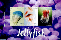 Antigua & Barbuda 2017 Jellyfish 3v M/s, Mint NH, Nature - Shells & Crustaceans - Meereswelt