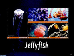 Antigua & Barbuda 2017 Jellyfish 5v M/s, Mint NH, Nature - Shells & Crustaceans - Marine Life