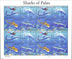 Palau 1993 Sharks M/s, Mint NH, Nature - Sharks - Otros & Sin Clasificación