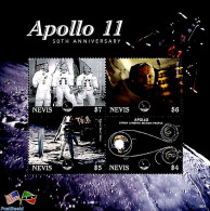 Nevis 2019 Apollo 11 4v M/s, Mint NH, Transport - Space Exploration - St.Kitts Und Nevis ( 1983-...)
