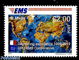 Malta 2019 EMS Co-operative 1v, Mint NH, Various - Joint Issues - Maps - Emissions Communes