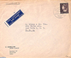 Netherlands 1947 Airmail Letter To New York With NVPH No. 345, Postal History - Storia Postale