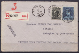 L. Recommandée Affr. N°320+401 Càd HUYSSE /25 I 1936 Pour PETEGHEM By Oudenaerde - 1931-1934 Chepi