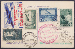 Carte Commémorative Affr. N°449+PA1 Càd "1e Salon Int. De L'Aéronautique / BRUXELLES / 31-5-1937/ BRUSSEL /1ste Int. Sal - Autres & Non Classés