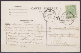 CP Affr. N°83 Càd THUILLIES /26 NOVE 1908 Pour BINCHE - Càd Arrivée BINCHE /27 NOV 1908 - Marque "5" De Facteur - 1893-1907 Wappen