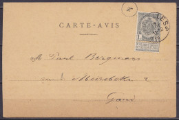Carte-Avis "Opuscules Historiques Sur La Ville De Charleroi" Affr. N°53 Càd BRUXELLES 5 /15 SEPT 19?? Pour GAND - 1893-1907 Wapenschild