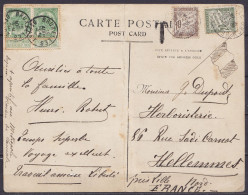 Carte Postale Bruxelles Monument Anspach Grand Format Affr. Paire N°83 Càd "BRUXELLES /15 AOUT 1909/ DEPART" Pour Et Tax - 1893-1907 Armoiries