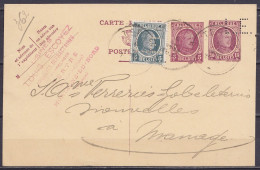 EP CP 15c + 5c Houyoux + N°193 Perforés "LE" (Louis Escoyez) Càd TERTRE /5 VIII 1926 Pour MANAGE - Cartes Postales 1909-1934