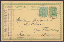 EP CP 5c Vert (N°137) + N°137 Càd Fortune Agence LAEKEN 11 /28 XII 1918 Pour LES CHERES Par Chasselay (Rhône) - Postkarten 1909-1934