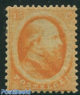 Netherlands 1864 15c Orange, Unused, Light Hinged, Attest Vleeming , Unused (hinged) - Unused Stamps