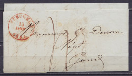 L. Càd PERUWELZ /13 JANV 1844 Pour GAND - Port "4" (au Dos: Càd Arrivée GAND) - 1830-1849 (Belgique Indépendante)