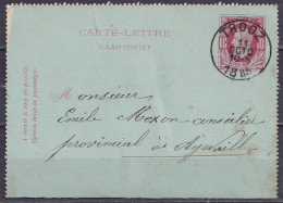 EP Carte-lettre 10c Rouge (N°30) Càd TROOZ /11 OCTO 1885 Pour AYWAILLE (au Dos: Càd Arrivée AYWAILLE) - Cartas-Letras