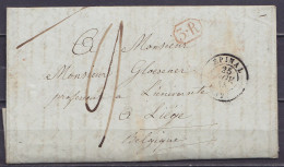 L. Datée 23 Novembre 1845 Càd EPINAL /25 NOV 1845 Pour Professeur à L'université De LIEGE - Griffe [3.R] - Port "9" (au  - 1830-1849 (Belgique Indépendante)