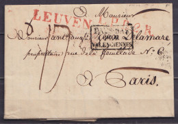 L. Datée 31 Août 1824 De LOUVAIN Pour PARIS - Griffes "LEUVEN" & "L.P.B.2.R" - [PAYS-BAS PAR VALENCIENNES] - Port "17" ( - 1815-1830 (Période Hollandaise)