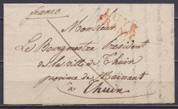 L. Datée 18 Mars 1824 De LIEGE Pour Bourgmestre De THUIN - Griffe "LUYCK / FRANCO" - Man. "franco" - 1815-1830 (Holländische Periode)