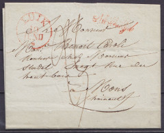 LSC (sans Texte) Càd LUIK /30 JUNI (1829) ("U" Non-espacé Dans "LUIK") Pour MONS - Griffe "Na Posttijd" - Port "25" - 1815-1830 (Période Hollandaise)