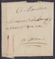 L. Datée 12 Ajnvier 1791 De BEAUMONT Pour MONS - Port "II" à La Craie Rouge - 1790-1794 (Austr. Revol. & Fr. Invas.)